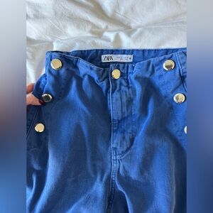 Zara Royal Blue Jeans with Silver Metallic Accents